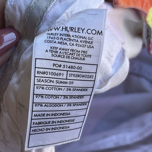 Hurley Juniors Short Shorts Size 9 Multicolor‎ Flat Front Low Rise Y2K Rainbow - Picture 6 of 10